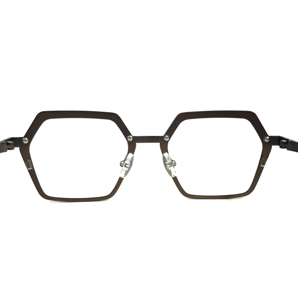 Tom Davies Eyeglasses Frames TD784 Col. 2363 Matte Brown Gray Hexagon 49-19-140